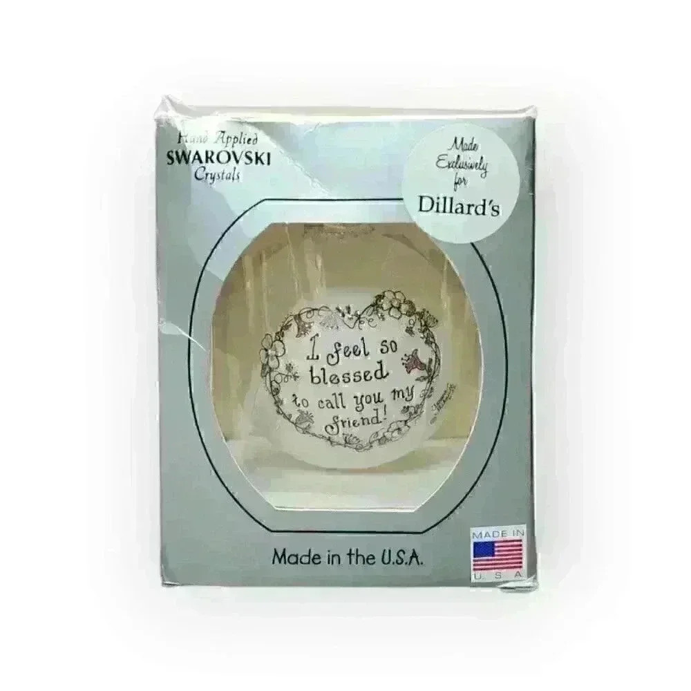 Christmas Ornament Dillard's Heart Gifts Hand Painted Swarovksi Blessed.. Friend